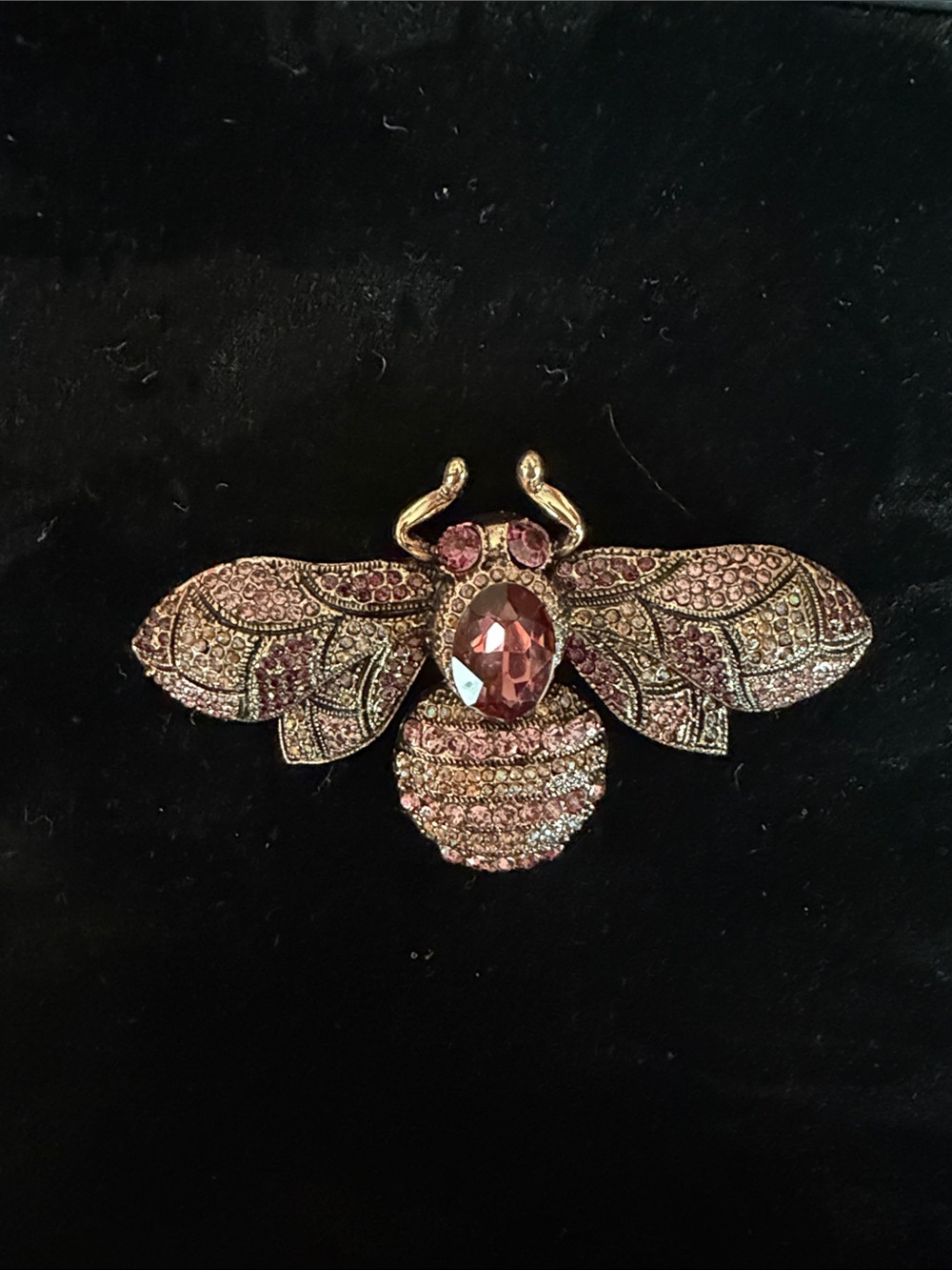 Embellished Bee Accent Pin - Pink Crystal Bee Brooch